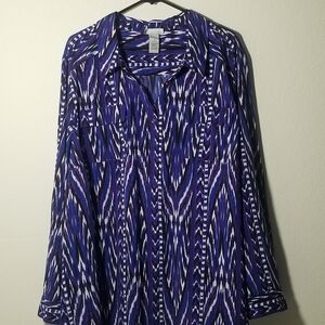 Catherines Purple and White Button Down Shirt
